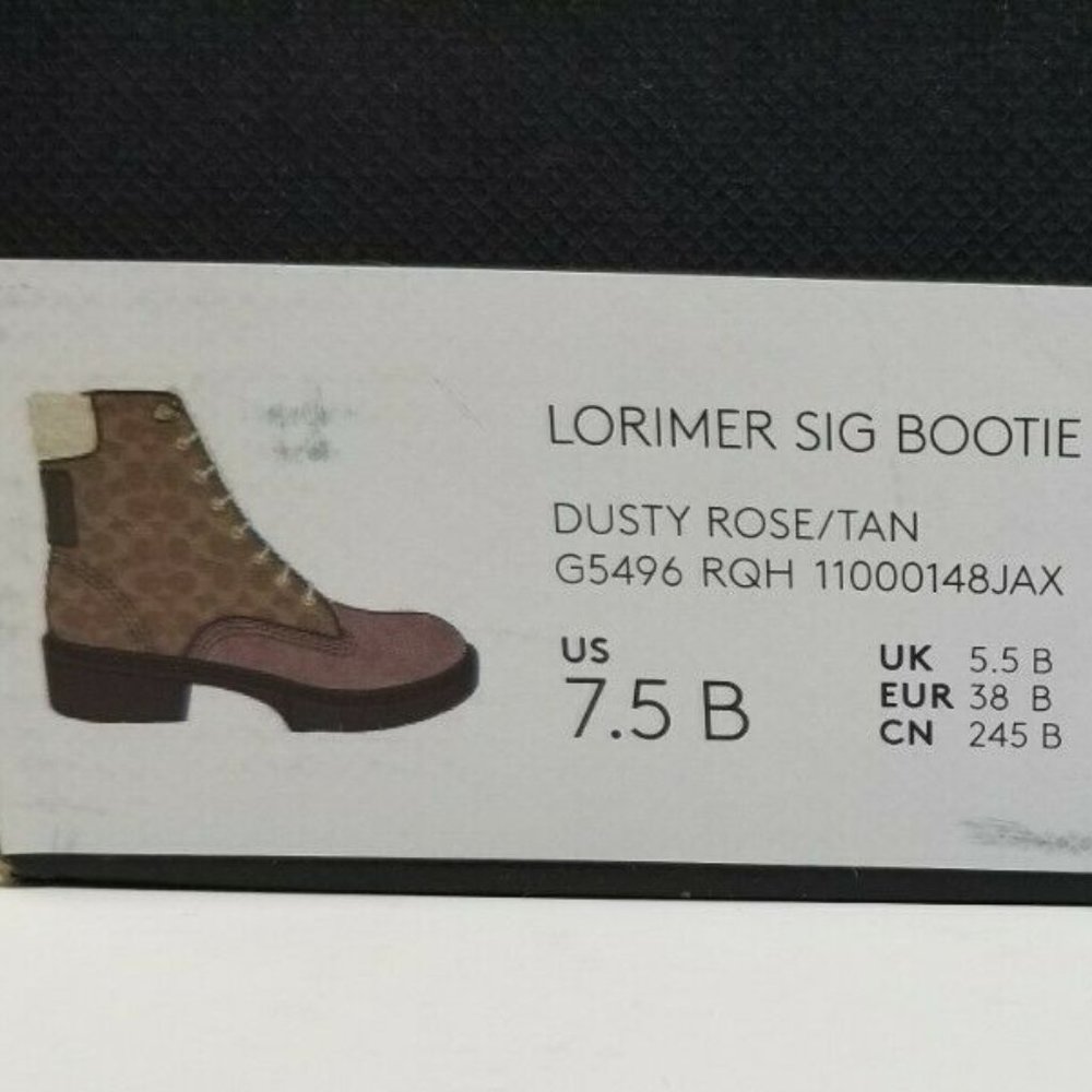 Coach Lorimer Dusty Rose/Tan Signature Canvas and Suede Booties - Picture 12 of 12